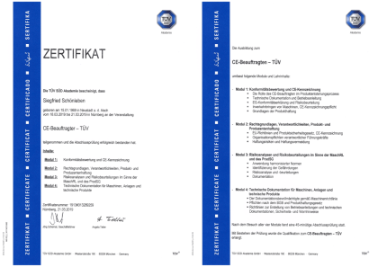 Zertifikat CE-Beauftragter TÜV